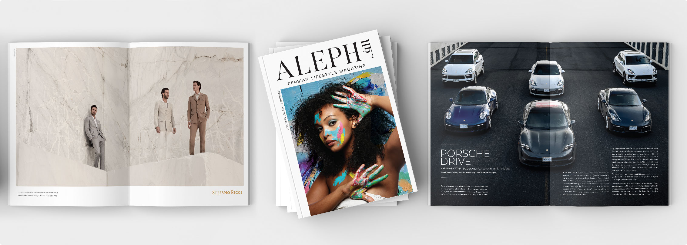ALEPH Magazine editorial spreads and cover